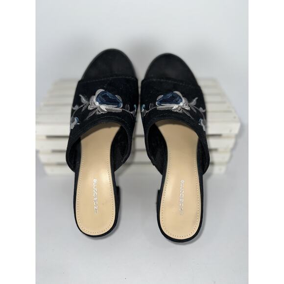 Liz Claiborne Shayla Shoes Womens Size 6 Embroidered Block Heel Slide Floral - Picture 3 of 6
